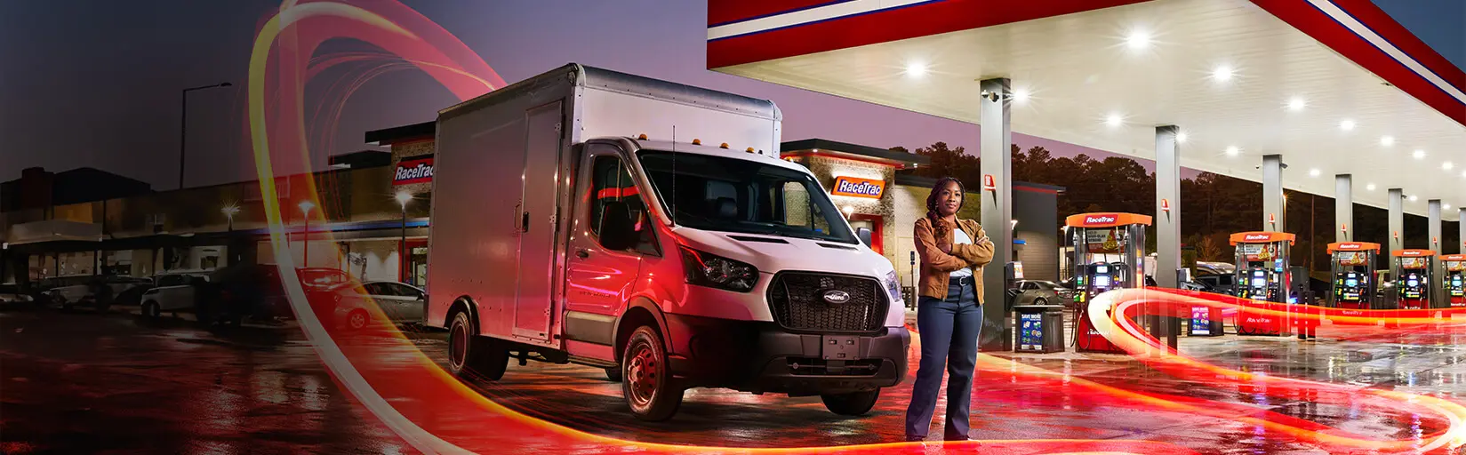Fleet driver standing in front of box truck