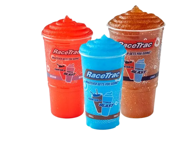 A red, blue, and brown slushie.